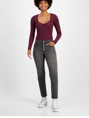 Tinseltown Juniors' High-Rise Straight-Leg Jeans - Light Grey SIZE  11  NWT